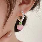 Peach Faux Pearl Dangle Earring 1 Pair - Pink - One Size