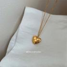 Checkerboard Heart Necklace E249 - Gold - One Size