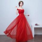 Off-shoulder Tulle Evening Gown