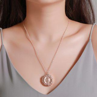 Alloy Flower Lettering Pendant Necklace