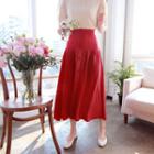 Button-detail Seam-trim Long Skirt