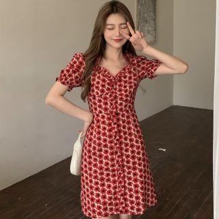 Short-sleeve Ruffle Trim Floral Mini Dress / Spaghetti Strap Midi Dress