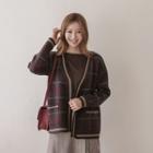 Open-front Checked Cardigan
