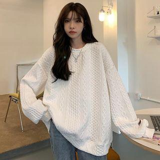 Patterned Sweatshirt White - One Size