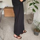 Plain Band-waist Wide Pants