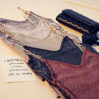 Chain Strap Shimmery Camisole Top