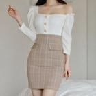 Mock Two-piece One-shoulder Mini Sheath Dress