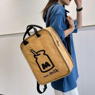 Drink Print Top Handle Backpack Khaki - One Size