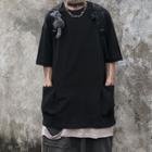 Side Pocket Plain Short-sleeve T-shirt