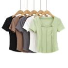 Square-neck Short-sleeve Chained T-shirt