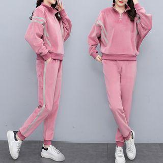 Set: Striped Half-zip Sweatshirt + Sweatpants