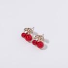 Rhinestone Cherry Stud Earrings As Shown In Figure - One Size