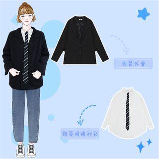 Plain Blazer / Neck Tie Shirt