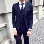 Set: Striped Blazer + Dress Pants + Vest