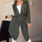 Tie-waist Asymmetrical Open Front Jacket
