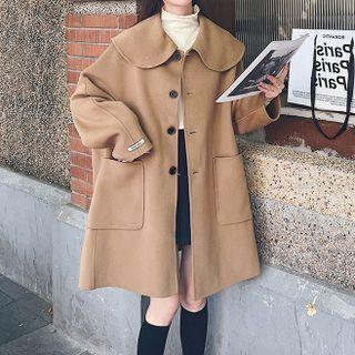 Peter Pan Collar Plain Button-up Coat