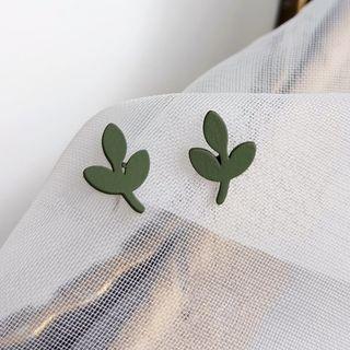 Leaf Alloy Earring 1 Pair - S925 Silver Needle - Earring - Leaf - Green - One Size