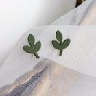 Leaf Alloy Earring 1 Pair - S925 Silver Needle - Earring - Leaf - Green - One Size