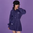 Set: Long-sleeve Corduroy Shirt + Mini A-line Skirt