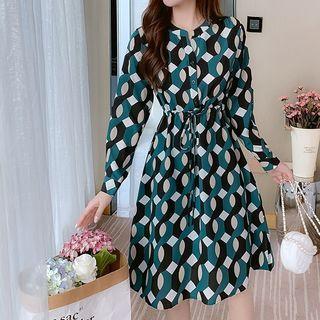 Long-sleeve Pattern A-line Dress