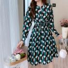 Long-sleeve Pattern A-line Dress