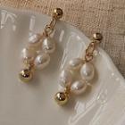 Freshwater Pearl Dangle Earring A865 - 1 Pair - Gold - One Size