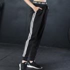 Lettering Striped Trim Drawstring Sweatpants