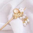 Faux Pearl & Crystal Hair Stick Gold - One Size