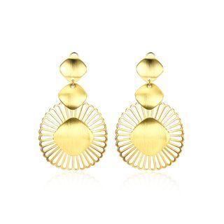 Simple Golden Round Earrings Golden - One Size