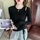 Long-sleeve Cut-out Drawstring Top