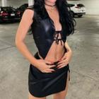 Set: Faux Leather Strappy Sleeveless Top + Pencil Skirt