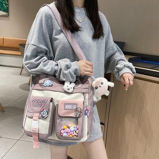 Pvc Panel Nylon Crossbody Bag / Bag Charm / Brooch / Set