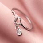 Rhinestone Dangle Ring Silver - One Size