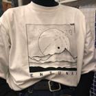 Short-sleeve Moon Print T-shirt White - One Size