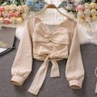 Long-sleeve Bow Cropped Blouse
