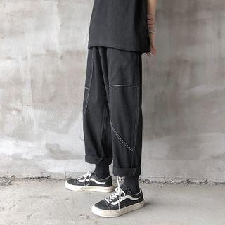 Contrast Stitched Straight-cut Pants