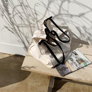 Boxy Canvas Shopper Bag Light Beige - One Size