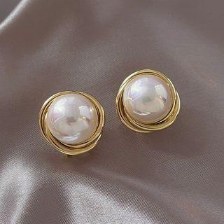 Faux Pearl Alloy Earring White Faux Pearl - Gold - One Size