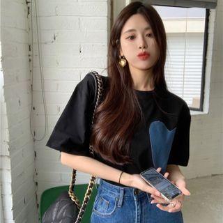 Crewneck Printed Oversized Top Black - One Size