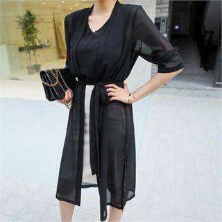 Set: Chiffon Robe Cardigan + Camisole Top