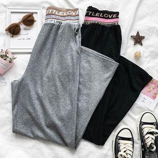 Lettering High-waist Wide-leg Pants