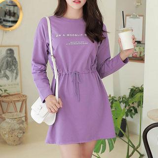 Letter-printed Drawstring-waist T-shirt Dress