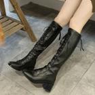 Block-heel Lace Up Tall Boots