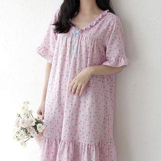 Floral Short-sleeve Sleep Dress