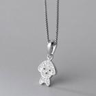 Dog Rhinestone Pendant Sterling Silver Necklace S925 Silver - Pendant - Silver - One Size