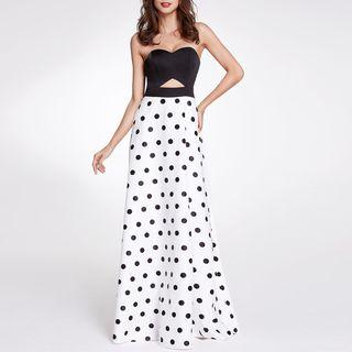 Dotted Strapless Maxi Dress