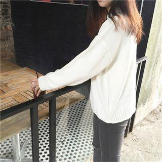 Mock-neck Curl-trim Sweater