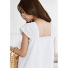 Cap-sleeve Linen H-line Mini Shirtdress