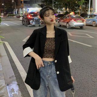 3/4 Sleeve Single Breasted Blazer