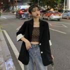 3/4 Sleeve Single Breasted Blazer